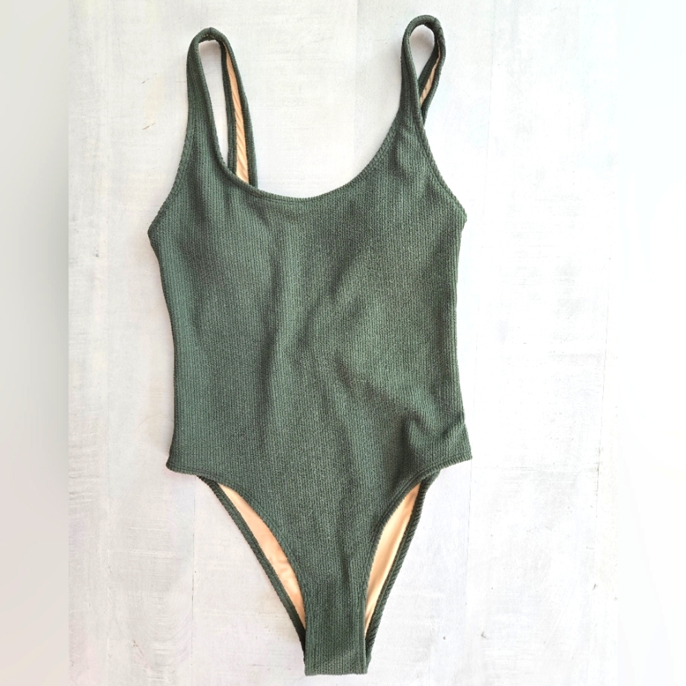 COTTON ON BODY, One Piece Ribbed Swimsuit Low Back Cheeky, NWT Small